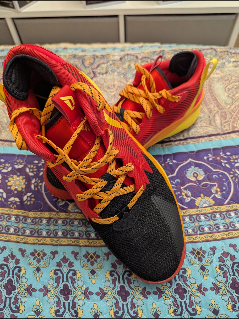 Adidas Incredibles Red and Black Sneakers with Yellow Accents Men's Size 12
